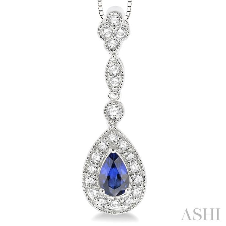 Pear Shape Gemstone & Halo Diamond Pendant