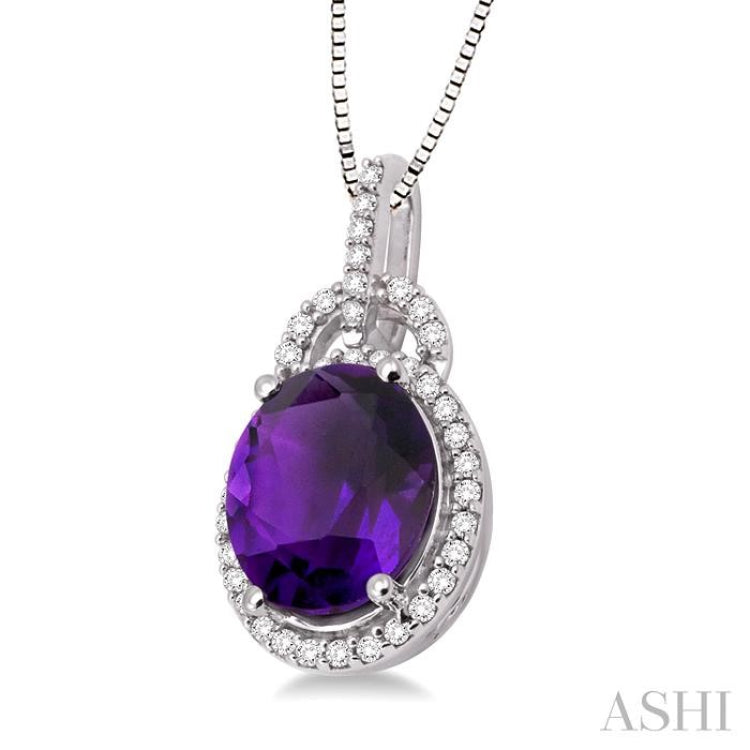 Oval Shape Gemstone & Halo Diamond Pendant