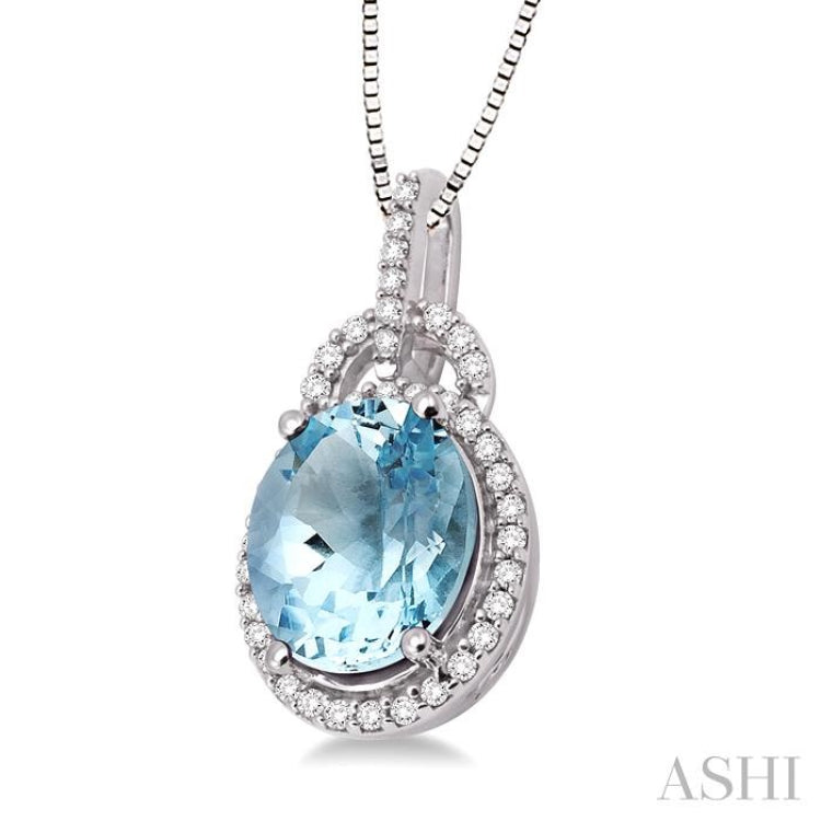 Oval Shape Gemstone & Halo Diamond Pendant