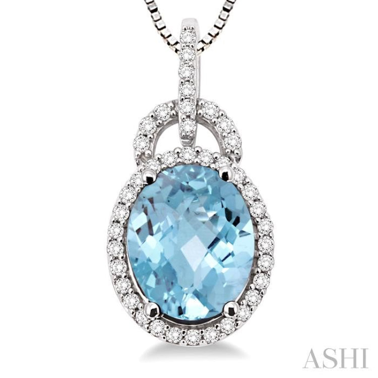 Oval Shape Gemstone & Halo Diamond Pendant