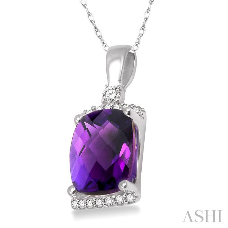 Cushion Shape Gemstone & Diamond Pendant