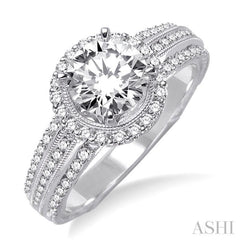 Round Shape Halo Diamond Engagement Ring