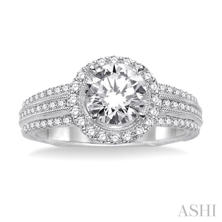 Round Shape Halo Diamond Engagement Ring