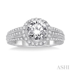 Round Shape Halo Diamond Engagement Ring