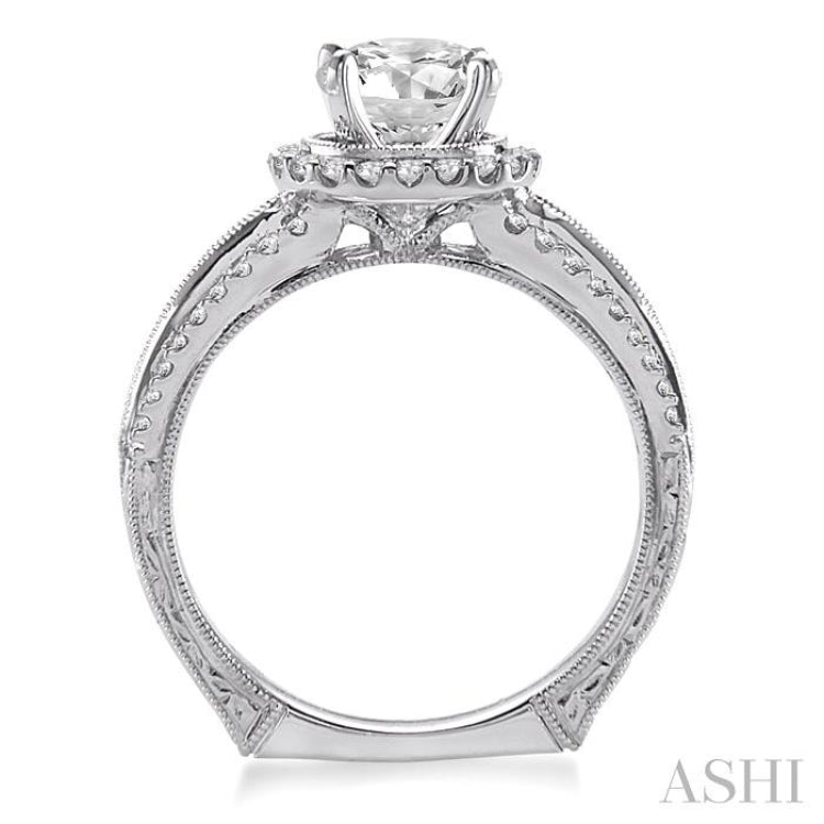 Round Shape Halo Diamond Engagement Ring