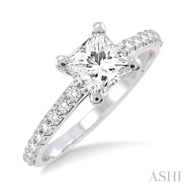 Princess Shape Semi-Mount Diamond Engagement Ring