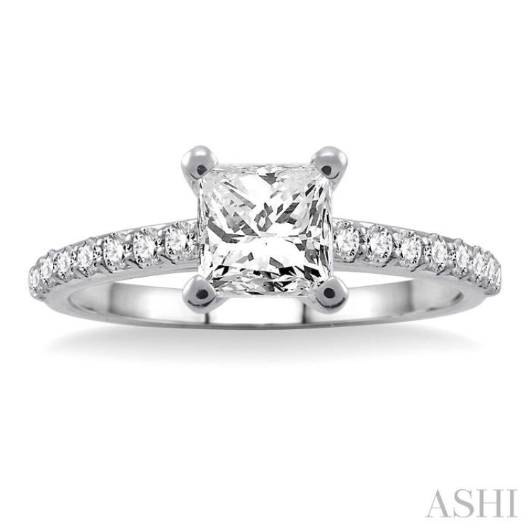 Princess Shape Semi-Mount Diamond Engagement Ring