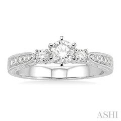 Round Shape Past Present & Future Diamond Engagement Ring