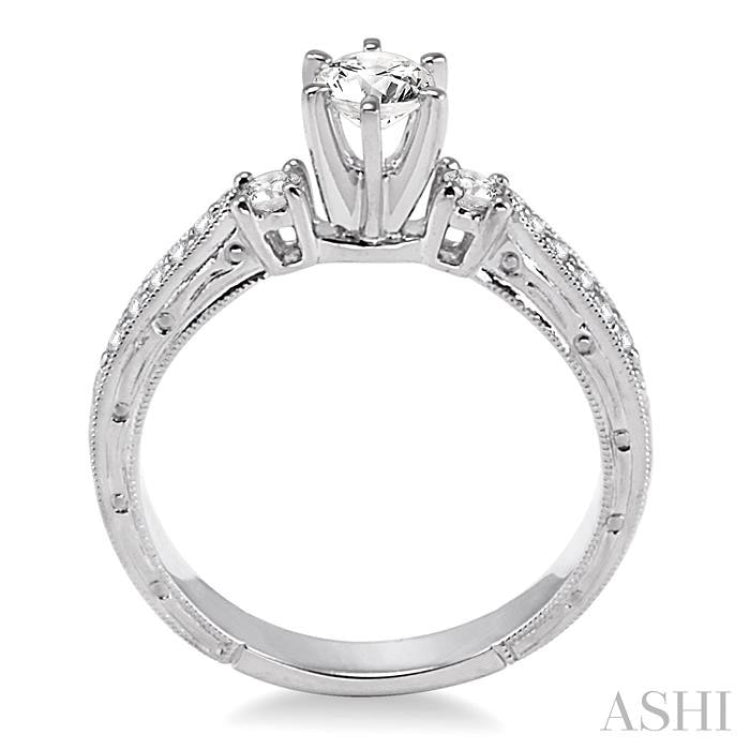 Round Shape Past Present & Future Diamond Engagement Ring