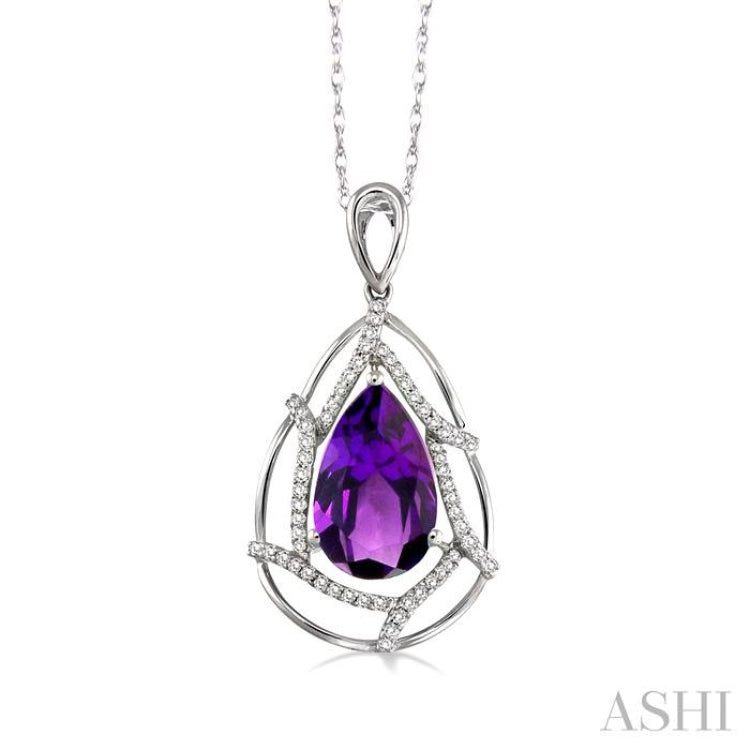 Pear Shape Gemstone & Diamond Pendant