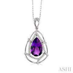 Pear Shape Gemstone & Diamond Pendant