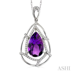 Pear Shape Gemstone & Diamond Pendant