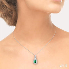 Emerald Shape Gemstone & Halo Diamond Pendant