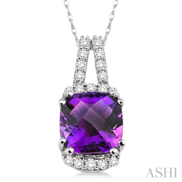 Cushion Shape Gemstone & Diamond Pendant