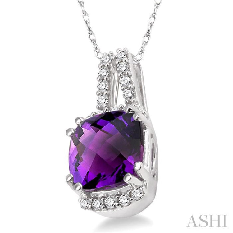 Cushion Shape Gemstone & Diamond Pendant