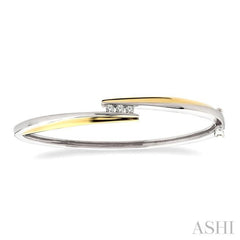 1/6 ctw Three Stone Round Cut Diamond Bangle in 10K White and Yellow Gold