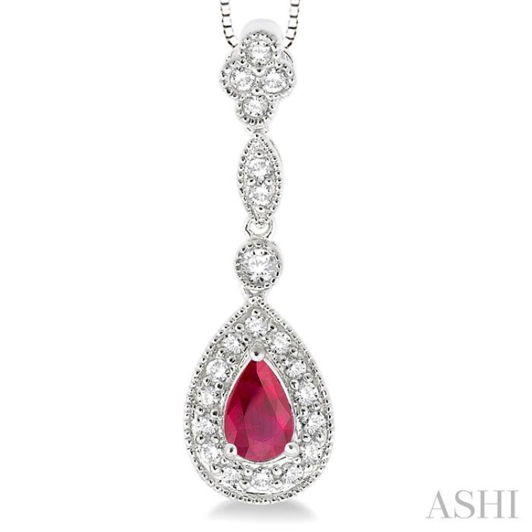 Pear Shape Gemstone & Halo Diamond Pendant