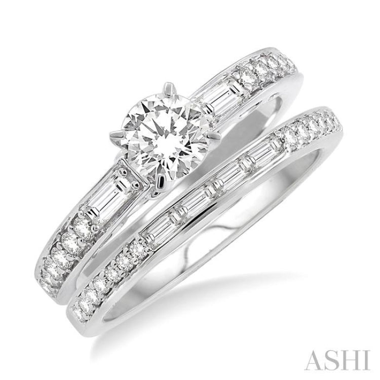 Round Shape Diamond Wedding Set