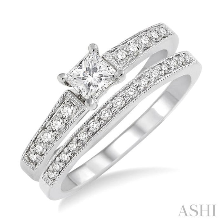 Princess Shape Diamond Wedding Set