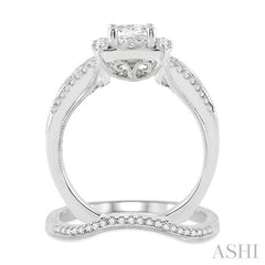 Princess Shape Halo Diamond Wedding Set