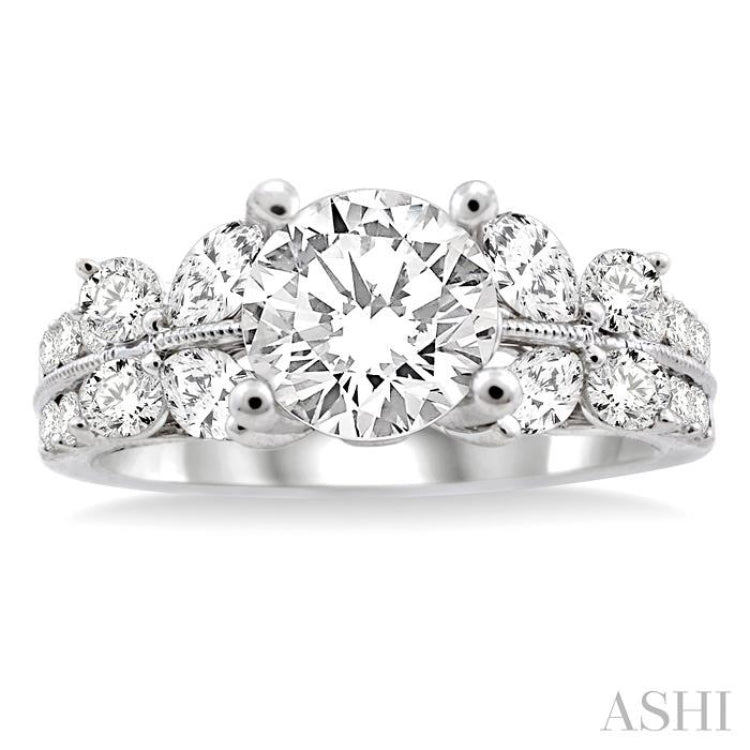 Round Shape Semi-Mount Diamond Engagement Ring