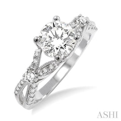 Round Shape Semi-Mount Diamond Engagement Ring