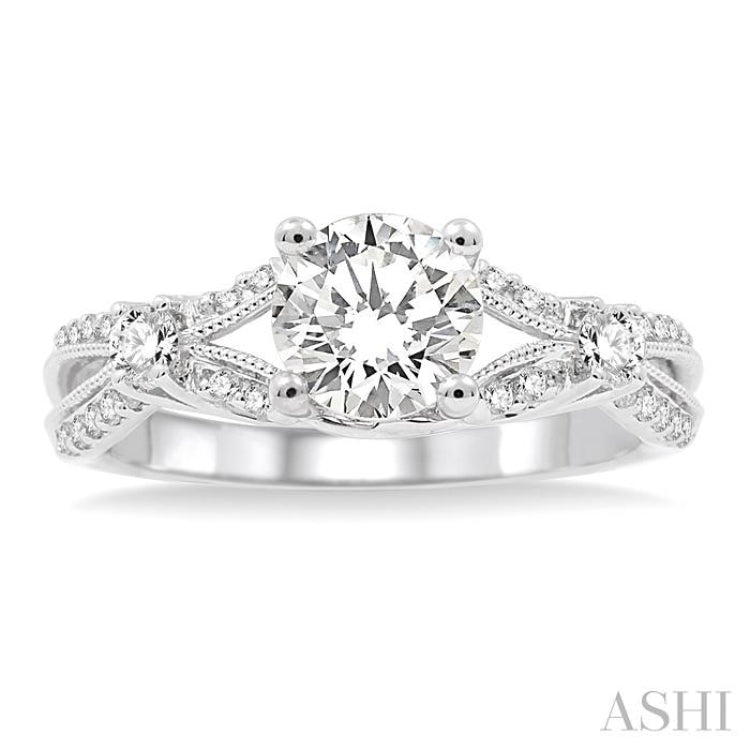 Round Shape Semi-Mount Diamond Engagement Ring