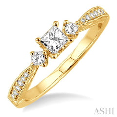 Princess Shape Past Present & Future Diamond Engagement Ring