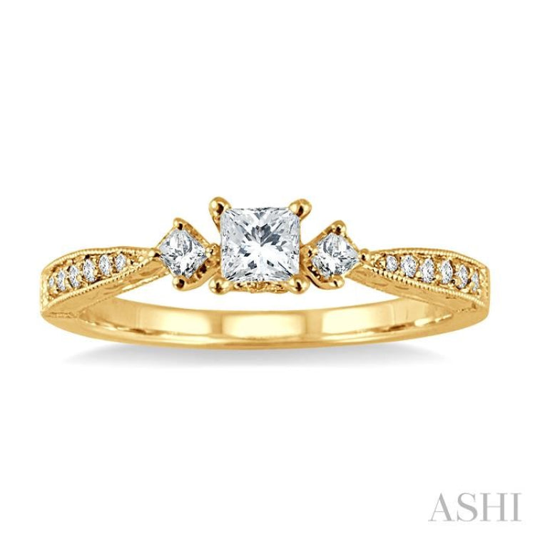 Princess Shape Past Present & Future Diamond Engagement Ring