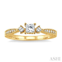 Princess Shape Past Present & Future Diamond Engagement Ring