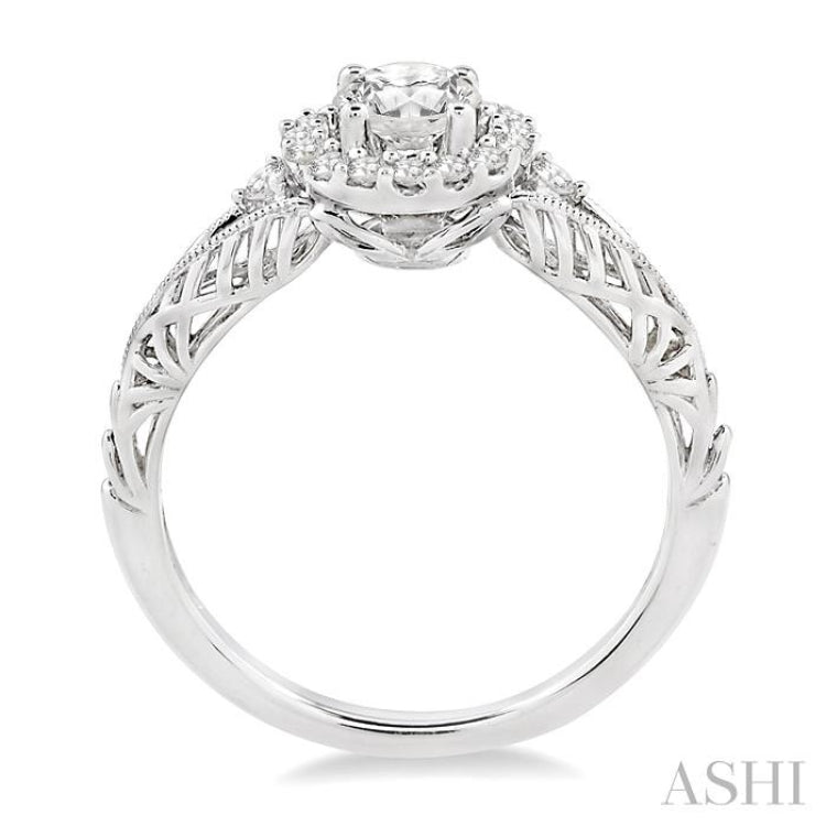 Round Shape Semi-Mount Halo Diamond Engagement Ring