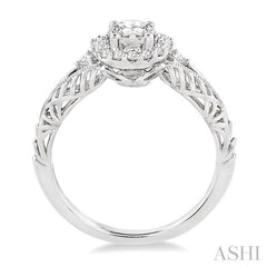 Round Shape Semi-Mount Halo Diamond Engagement Ring