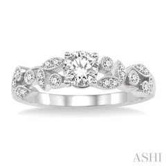 Round Shape Semi-Mount Diamond Engagement Ring