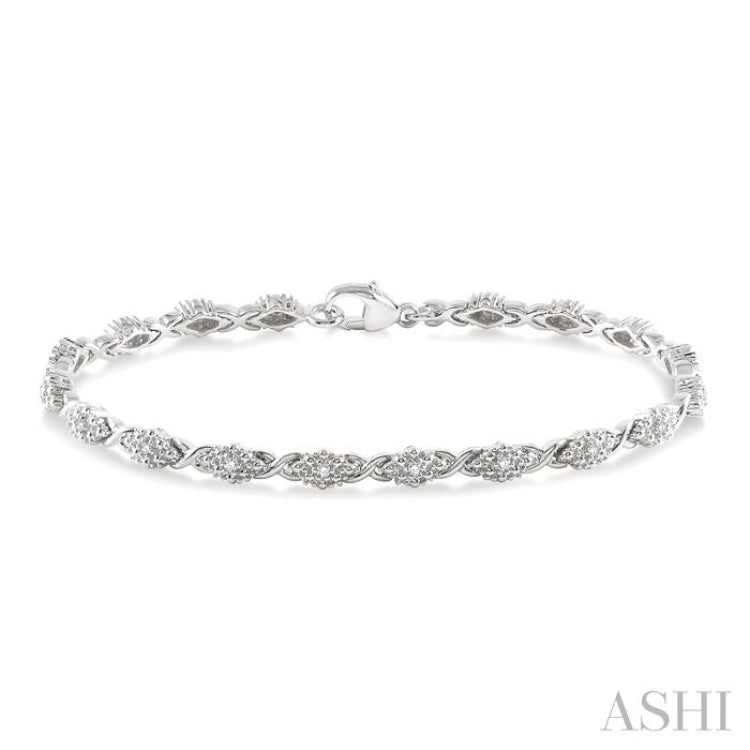 1/6 ctw Single Cut Diamond Bracelet in Sterling Silver