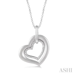 Silver Twice Heart Shape Diamond Fashion Pendant