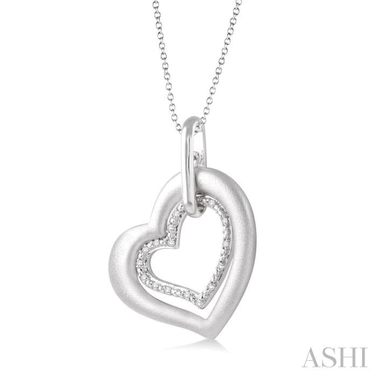 Silver Twice Heart Shape Diamond Fashion Pendant