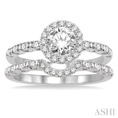 Round Shape Halo Diamond Wedding Set