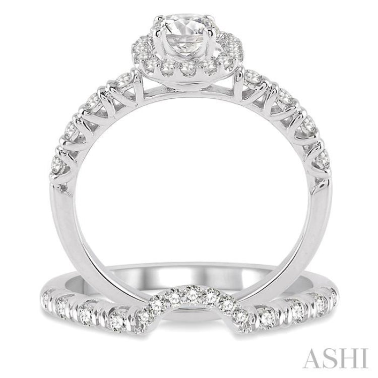 Round Shape Halo Diamond Wedding Set