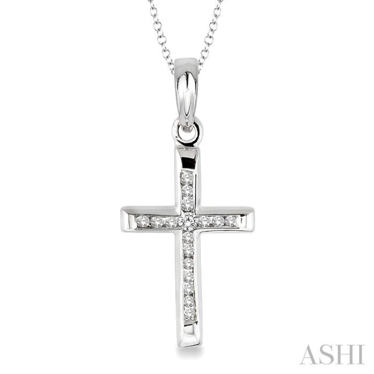 Silver Cross Channel Set Diamond Pendant