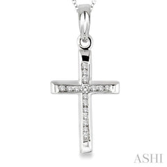 Silver Cross Channel Set Diamond Pendant