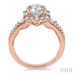 Round Shape Semi-Mount Halo Diamond Engagement Ring