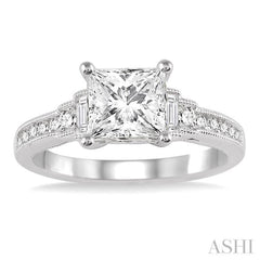 Princess Shape Semi-Mount Diamond Engagement Ring