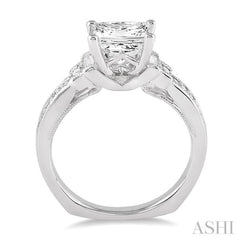 Princess Shape Semi-Mount Diamond Engagement Ring