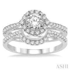 Round Shape Halo Diamond Wedding Set