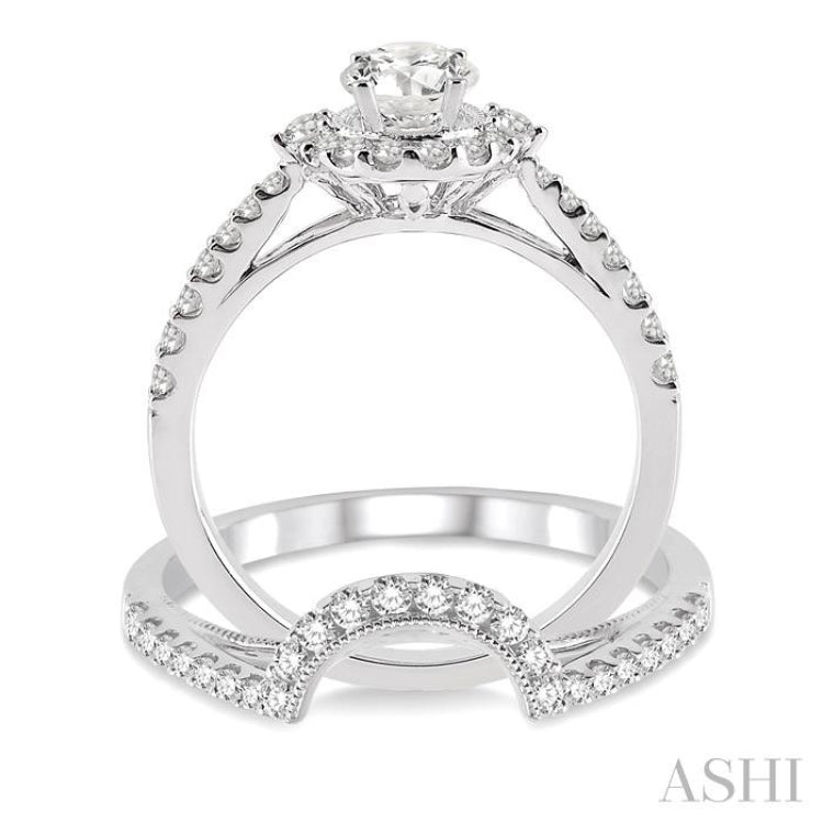 Round Shape Halo Diamond Wedding Set