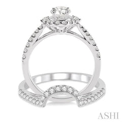 Round Shape Halo Diamond Wedding Set