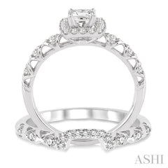 Princess Shape Halo Diamond Wedding Set