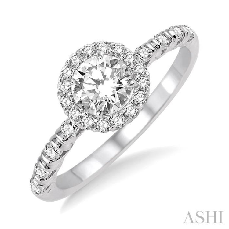 Round Shape Halo Diamond Engagement Ring