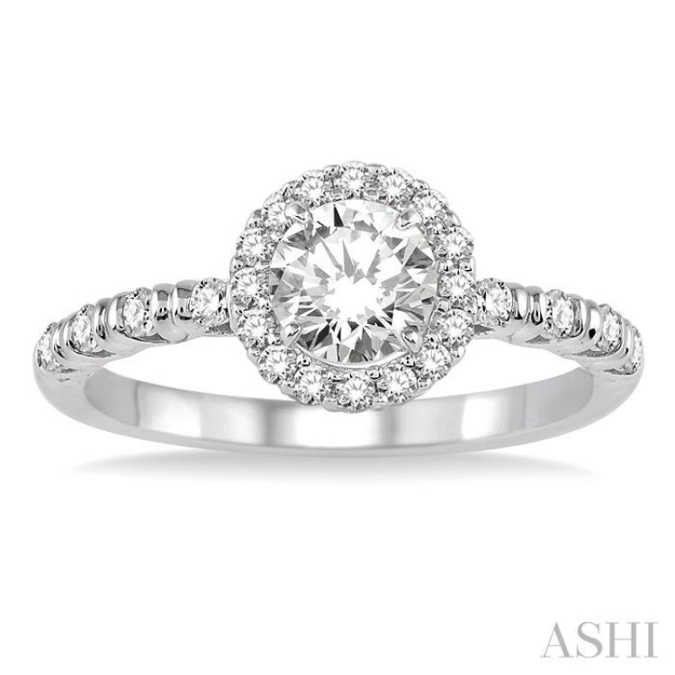 Round Shape Halo Diamond Engagement Ring