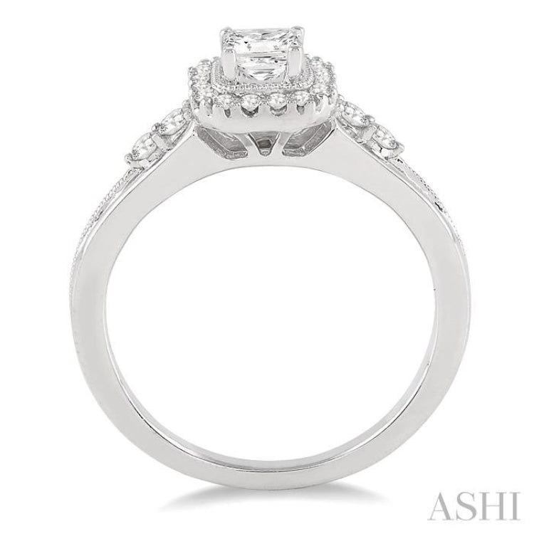 Princess Shape Halo Diamond Engagement Ring